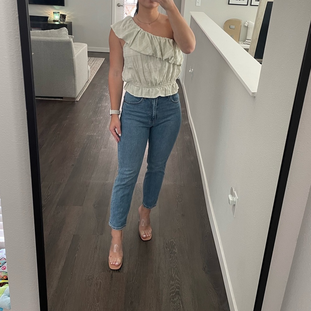 Light green American Eagle one shoulder top